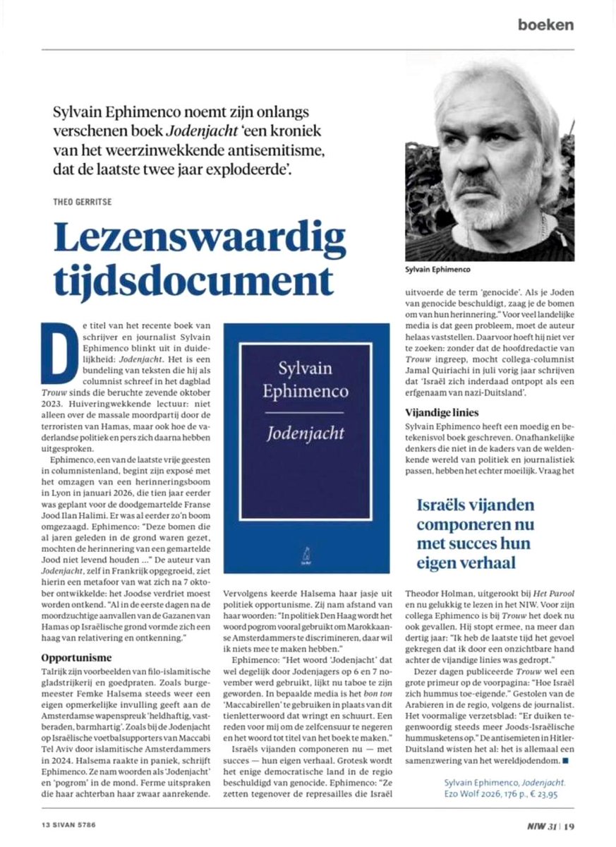 JosTeunissen2's tweet photo. Ephimenco noemt zijn boek Jodenjacht ‘-een bundeling van teksten die hij na 7 okt.2023 publiceerde-‘een kroniek van het weerzinwekkende antisemitisme, dat de laatste 2 jaar explodeerde’. Anticipeerde de Trouw-hoofdredactie hierop toen ze hem 'kaltstellte'?
https://t.co/lBuo1LrRai https://t.co/8ZdKXGX6KX