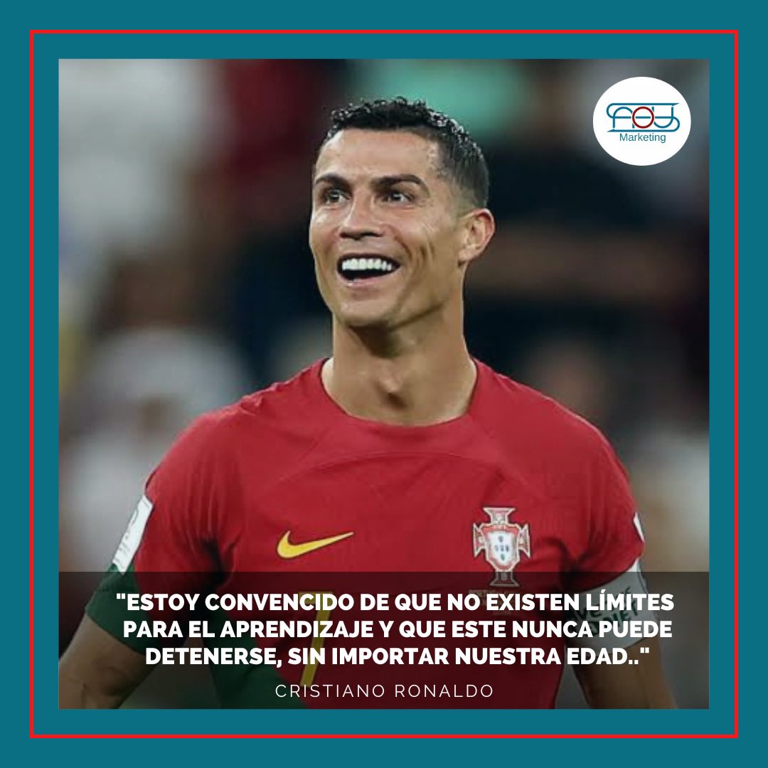 NousMarketing's tweet photo. “Estoy convencido de que no existen límites para el aprendizaje y que este nunca puede detenerse, sin importar nuestra edad.”

Cristiano Ronaldo ⚽️✔️👍🏻
.
.
#nousmarketing #nousmkt #empresario #estrategia https://t.co/tS9a1mDpF1