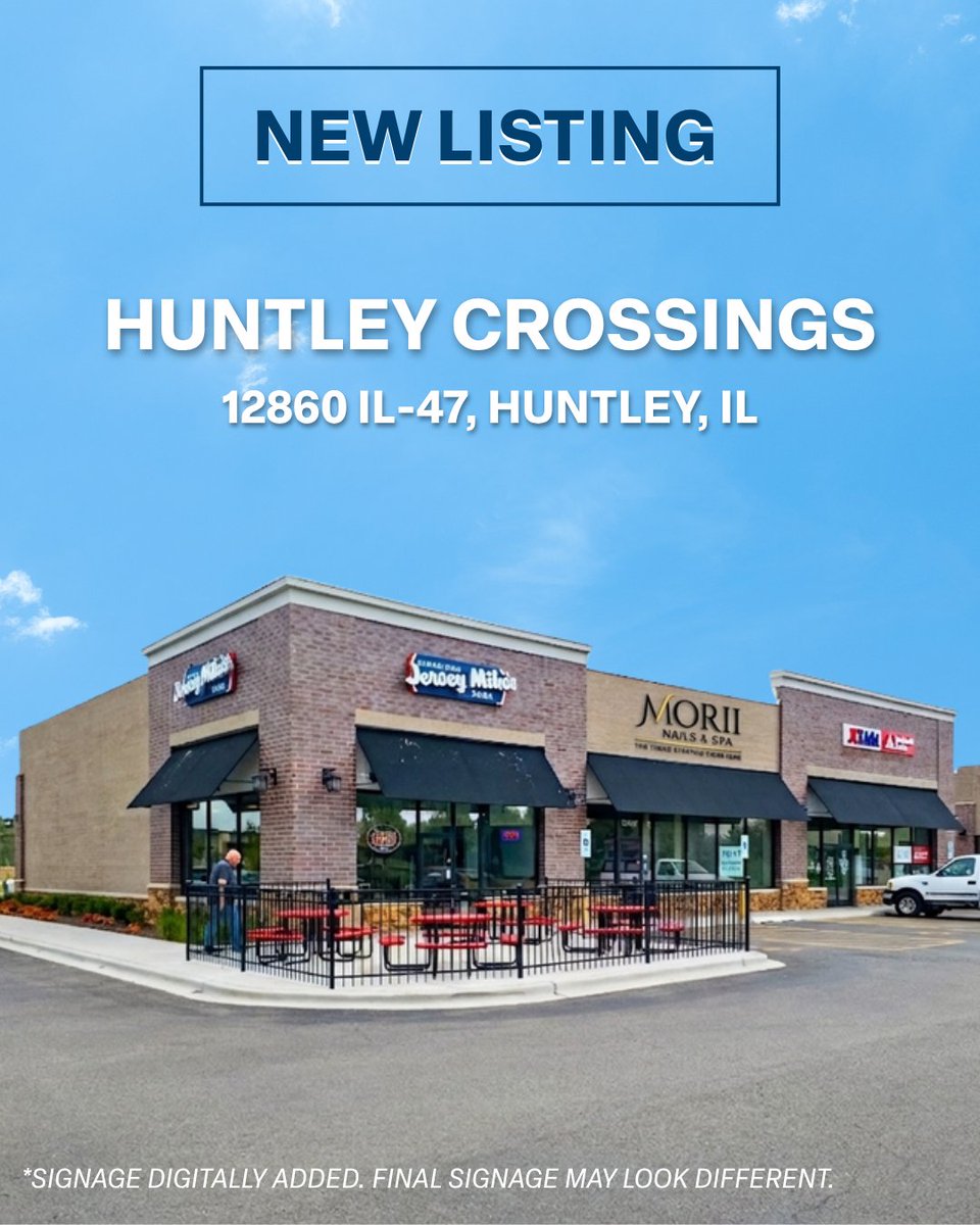 QuantumChicago's tweet photo. NEW LISTING! Huntley Crossings is a brand-new, 2024 construction retail center, 100% leased and stabilized along Huntley's main retail corridor (32,361 VPD on IL-47).

Contact our team today for the full offering memorandum!

#CRE #NetLease #RetailRealEstate #Investment #Huntley https://t.co/BoEAENphG9