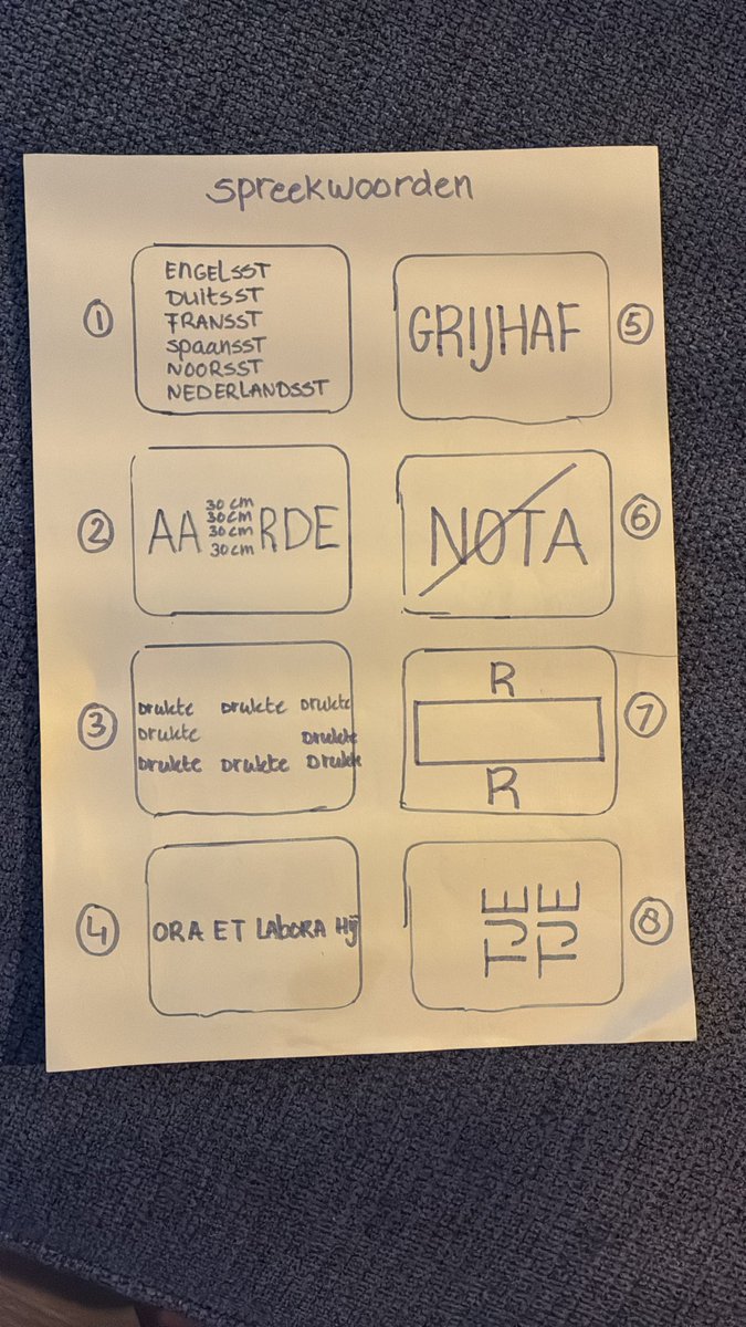 Jessica2cc's tweet photo. Welke spreekwoorden staan hier? Ooit overgeschreven maar ben de antwoorden kwijt. Ik weet nr 2 en 5 niet meer 🤔 https://t.co/gSqbxSZkpV