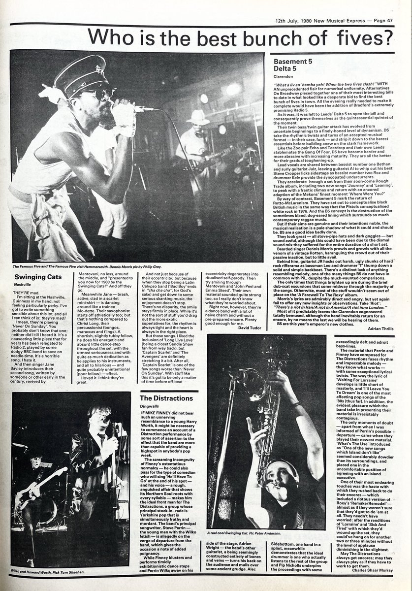 DistractionsMcr's tweet photo. The Distractions at Dingwalls, reviewed by Charles Shaar Murray in the NME, 12 July 1980. 

"A high spot in anybody's pop week"

"Finney's voice shows its Northern Soul roots in every syllable"

"Rhythm and impeccable melody"

Thanks @nme1980s https://t.co/M7zJoVEgQJ
