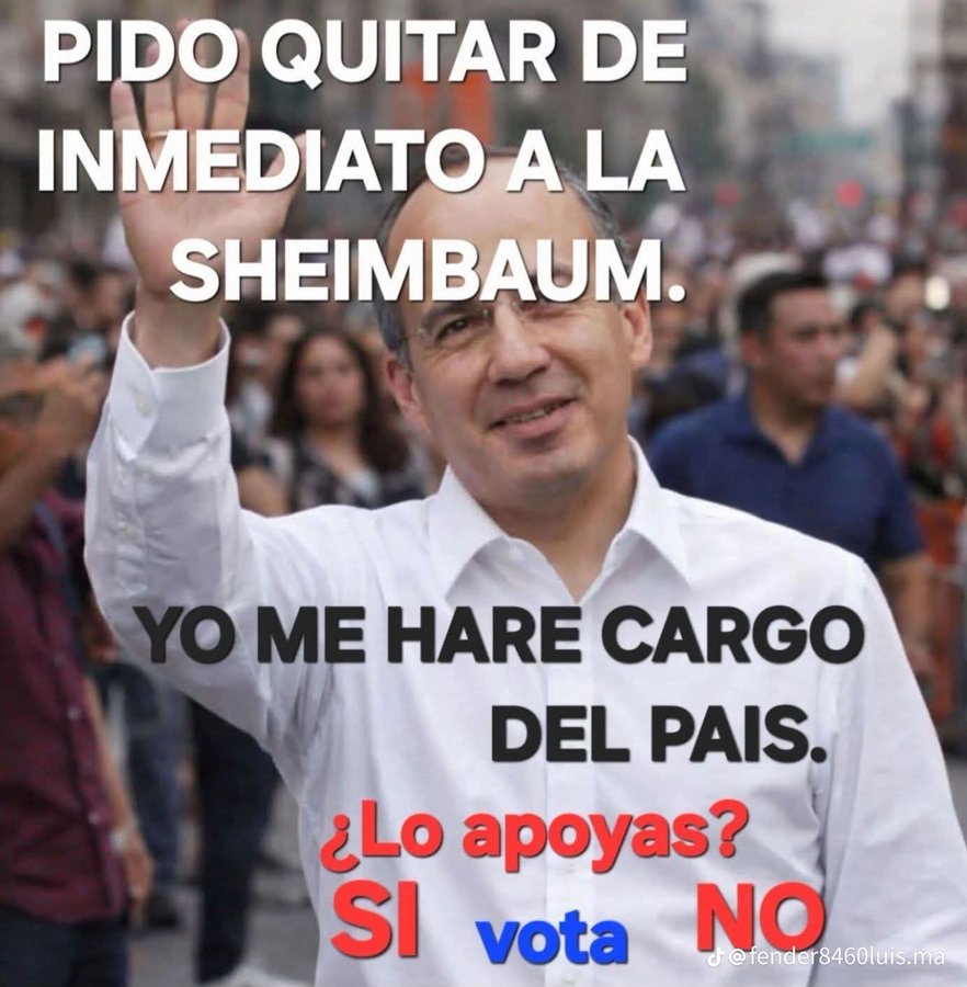 PonchoAviles1's tweet photo. 🚨👉🚦QUERIDOS MEXICANOS VAMOS CON UNA ENCUESTITA🚦.

🚦APOYARIAS AL EXPRESIDENTE FELIPE CALDERÓN HINOJOSA❓️

SI - ♥️ 

SI - 🔁   ✌️😀✌️

Y SI TU RESPUESTA ES "NO" DI POR QUE 🤔❓️

Nada mas acá entre nos por que la Lagartija desnalgada se enoja 

VOTEN 👇🙋🏼‍♀️ https://t.co/vxxExJsv5B