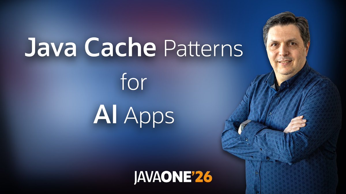 java's tweet photo. This #JavaOne talk breaks down how Java applications can layer internal, distributed, and semantic caches. We'll explore in-process caching with Caffeine for ultra-low-latency access, distributed caching with Redisson and Valkey for shared cache and semantic caching using Vector Similarity Search to reduce latency and cost while scaling LLM access. https://t.co/HAlcrlVv5q