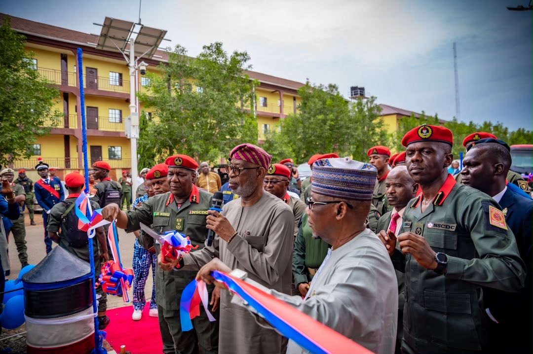 CDCFIBNG's tweet photo. Earlier today, the Secretary to the Civil Defence, Correctional, Fire and Immigration Services Board (CDCFIB), Maj. Gen A M Jibril (Rtd), represented the Minister of Interior, Dr. Olubunmi Tunji-Ojo, at the Headquarters of the Nigeria Security and Civil Defence Corps, Sauka, Abuja, during the celebration of two years of dedicated service by the NSCDC Mining Marshals and the commissioning of eight operational gun trucks by the Minister of Solid Minerals Development, Dr. Dele Alake.

Speaking at the event, Maj Gen.  Jibril conveyed the commitment of the Ministry of Interior to strengthening collaboration with the Ministry of Solid Minerals Development and other relevant stakeholders to safeguard Nigeria’s solid mineral resources and enhance national security.

He assured the Minister of Solid Minerals Development of the Ministry of Interior’s readiness to work closely with all security agencies to combat illegal mining activities and protect the nation’s economic assets.

In his remarks, Dr. Dele Alake reiterated the commitment of the administration of President Bola Ahmed Tinubu, GCFR, to deploying all necessary measures to eliminate illegal mining and other acts of sabotage within the mining sector. He noted that securing Nigeria’s mineral resources remains a critical component of the government’s strategy for economic growth, revenue generation, and sustainable national development.

The event highlighted the achievements of the NSCDC Mining Marshals over the past two years and underscored the Federal Government’s determination to strengthen the protection of Nigeria’s solid mineral resources.

Signed;

Okeh Juliet  
Head, Press and Public Relations  
For: Secretary to the Board, CDCFIB
