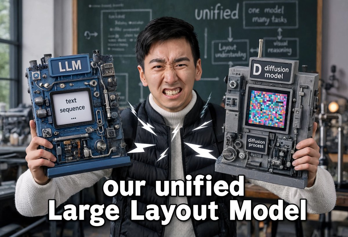 Taesung's tweet photo. Competing with model giants with 10x more resources, how did we do it? Introducing Unified Layout Models.
We designed a new structured data format for images, based on hierarchical region conditioning. We call this "layouts". Think of it as SVG for pixels. https://t.co/lDcM5mlxkr