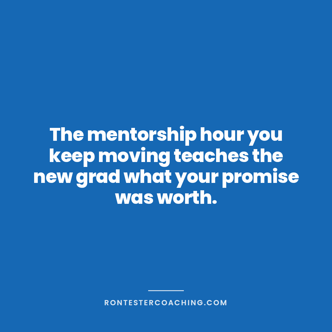 rontester's tweet photo. Busy morning. One open treatment slot. The mentorship hour is on the calendar, and the new grad has cases to talk through.

Protect the hour, or fill it and tell yourself you'll catch up later.

That's when the new grad learns what your promise was worth. https://t.co/wTjJewqs6q