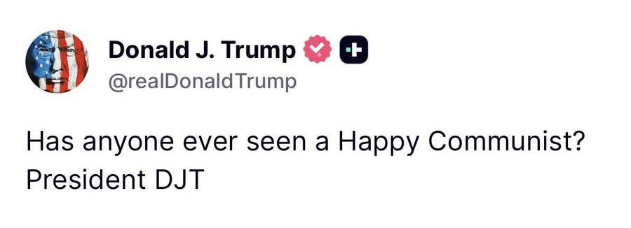 KennethFCrowe1's tweet photo. @realDonaldTrump
No sir. I’ve seen angry ones, broke ones, and ones in bread lines… but happy? Never.
Misery loves company, and communism delivers.
@KennethFCrowe1™
#HappyCommunist #CommunismFails #FreedomWins #CapitalismWorks #AmericaFirst https://t.co/DhzVnOiJGq