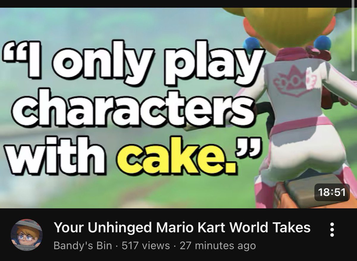 GoldConnor64's tweet photo. Ok this is probably the most unhinged Mario Kart thumbnail I’ve seen from Nathaniel Bandy lol https://t.co/fU7a3w2p4d