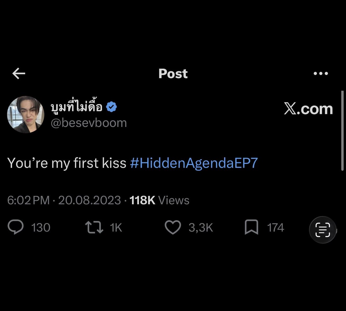 mikawtfk's tweet photo. first kiss for eo😭 https://t.co/nXbaakIciF