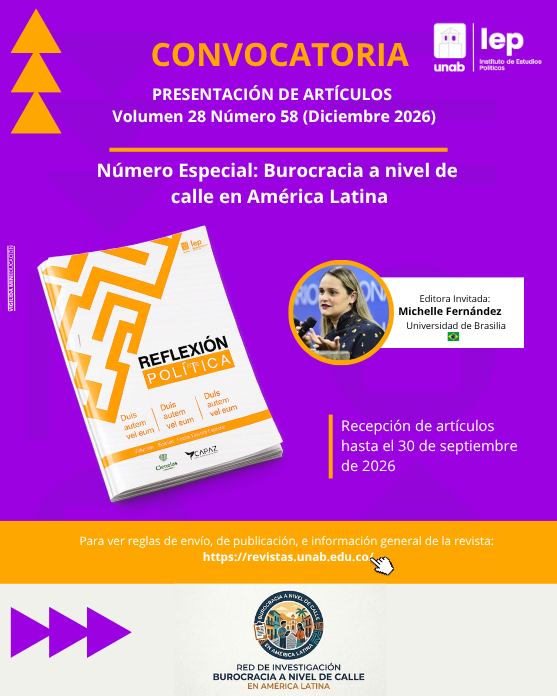 unab_online's tweet photo. 📢Call for papers! Ya está abierta la convocatoria para publicar artículos en la edición 58 de nuestra revista #ReflexiónPolítica. Tema central: Burocracia a nivel de calle en #AméricaLatina. Editora invitada: @michellevferna2 🇧🇷

🔗 Postúlate en: https://t.co/u8aKUAdgpu https://t.co/6nuwzSMNNF