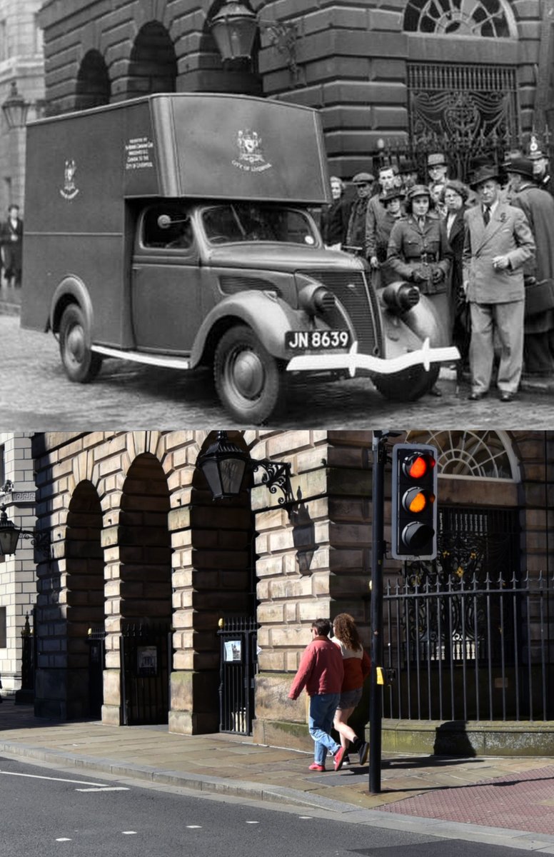 keithjones84's tweet photo. Town Hall from Dale Street, 1940 and 2026 https://t.co/JlSEblp9X6