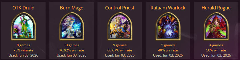 lebed93_hs's tweet photo. Early Top 69 Legend on NA, playing ONLY off-meta decks with a lose = swap challenge!

Усі повтори тут: 
https://t.co/BREBCTbMiN 

Колоди з кодами тут: 
https://t.co/sdI1YrfpvX

gl, hf https://t.co/zt6BWu2CQ4