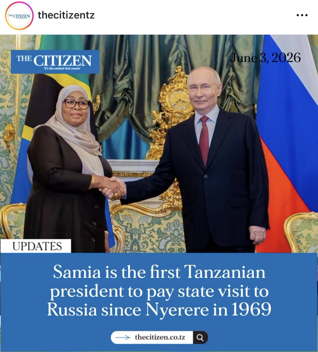 Liberatus80's tweet photo. The first Tanzanian “presidential” visit to Russia in 55 years comes at a troubling moment. As the U.S. and EU raise concerns over election violence, human rights abuses, and religious freedom in Tanzania, samia suluhu hassan is strengthening ties with Putin, who praised joint coordination "against hegemony."

Washington and Brussels should view this as a warning: authoritarian partnerships must not become an escape route from democratic accountability.

@davidmcallister @SenateForeign @StateDeputySpox @StateDept @SecRubio @tedcruz @SenatorShaheen @RepJoeWilson @ChrisVanHollen @JDVance 

#TanzaniaMassacre  #HumanRights #Democracy #FreeTunduLissu