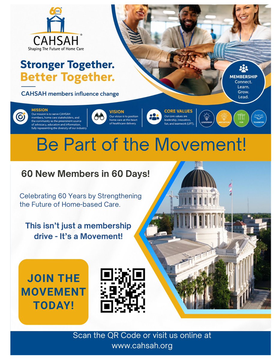 CAHSAHUpdates's tweet photo. Time is running out and momentum is building.

Our 60 Members in 60 Days initiative wraps up at the end of June, and now is the moment to take action.

This isn’t just about joining; it’s about stepping forward and strengthening the future of home-based care together.

Don’t wait. Be part of the movement before the clock runs out.
https://t.co/yereObCFqd
#CAHSAHStrong #HomeCareLeaders #JoinToday #CAHSAH #HomeCareAdvocacy