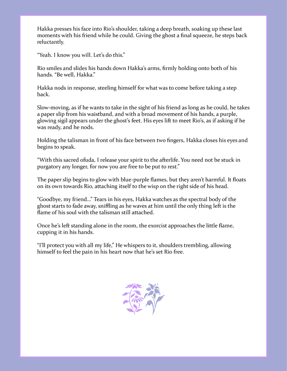 deltacures's tweet photo. "flame of my soul", a short one shot based on this interaction because i thought it was really poetic and sweet 

took longer than i wanted it to but i hope this is ok 🥹🔅🕯️💜💙

i'll put text only below!

#PIHAKKASSO #燐央絵 https://t.co/kQgS5J37Tp