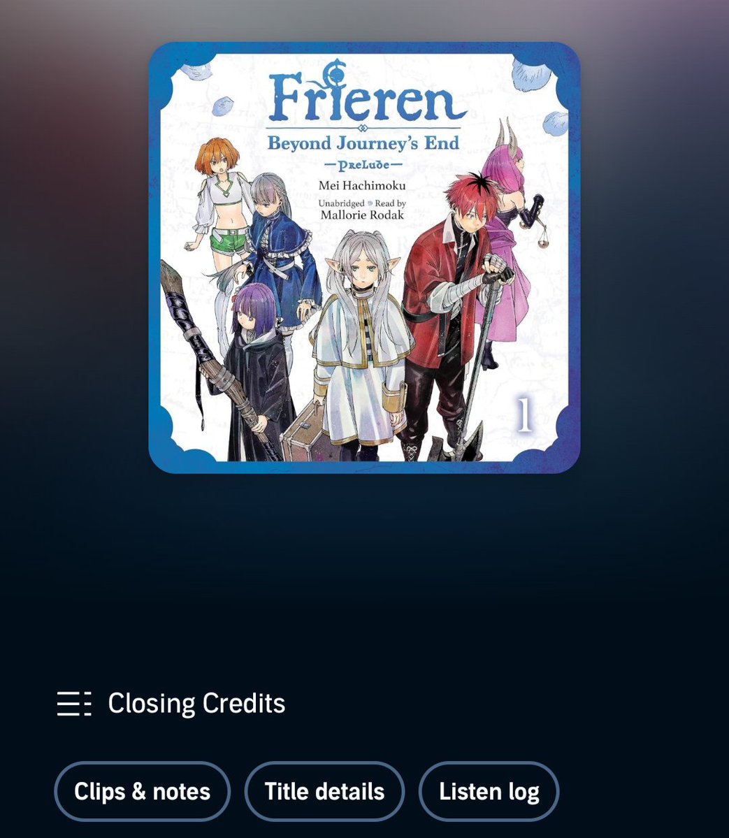TC_Indiana's tweet photo. I did not anticipate this book making me cry in the final chapter, if you, like me, love Frieren, I definitely recommend this short prequel.

Also, @mall0rie did a great job with the narration. https://t.co/2WNmxuZm2Z