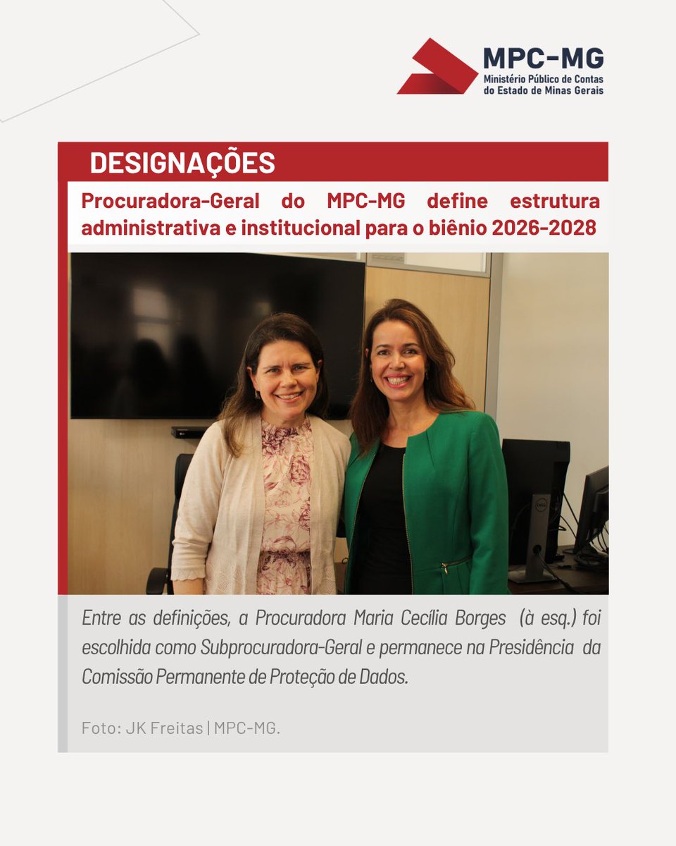 MPC_MG's tweet photo. A Procuradora-Geral do MPC-MG, Sara Meinberg, deu início à gestão 2026-2028 com uma série de atos voltados à organização administrativa e institucional do órgão, publicados no Diário Oficial de Contas (DOC) do TCE-MG.

Confira a matéria em nosso site! https://t.co/ff5Zv3ltUA