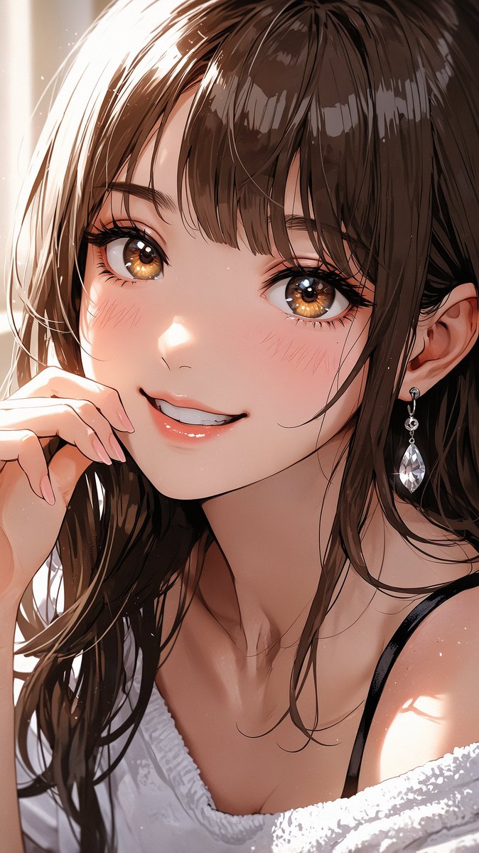 人物画『妖艶な頬笑み❤️』　　超特大 A3 サイズ A clean smile makes the morning feel lighter. きれいな笑顔だけで