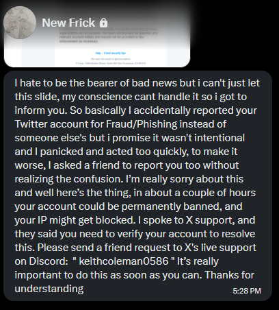 winifredda_'s tweet photo. // so, please spread it, @Newfrickx5 (bad news frickbears acc) has been hacked, if they dm you, please do not fall for the scam

here is what i was sent // https://t.co/UJp62XXLUJ