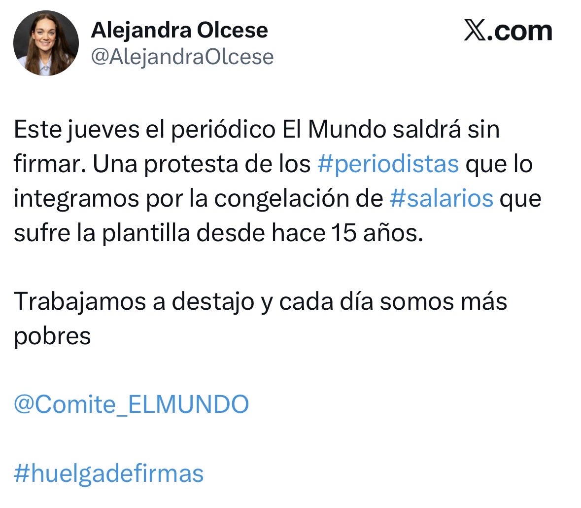 RamonLopez_G's tweet photo. Los gobiernos del PP subvencionan al periódico El Mundo y eso explicaría la cantidad de bulos que publican diariamente.

Reciben mucho dinero pero tienen a sus trabajadores sumidos en la precariedad laboral y sin subirles el sueldo desde hace 15 años. 

Han dicho “BASTA”. https://t.co/MKKL1EDPfP