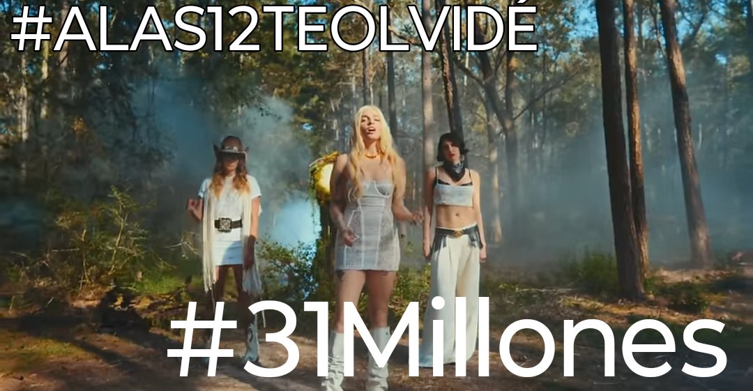 EricasolangeAn1's tweet photo. El video oficial de "A las 12 te olvide", cuenta con 31 Millones de reproducciónes en #YouTube, ¡Felicitaciones chicas! 🧚🧚🧚 #HAASHVILLE #ALas12TeOlvidé @soyelenarose @haashoficial https://t.co/v9C3Yr1PH5