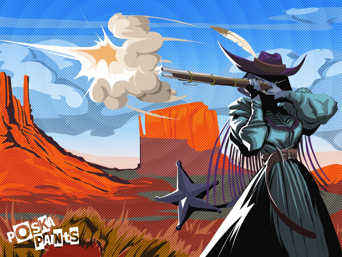 PoskaPaints's tweet photo. Here's a full quality version of that last pic! I've been meaning to draw more yeehaw. https://t.co/i35KAKd4QF