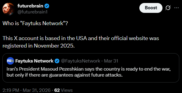 futurebrain1's tweet photo. I have been suspicious of the "Faytuks Network" since back in March when an account affiliated with them attacked ACP out of nowhere. I should have kept digging! https://t.co/cnh7g3dMDf