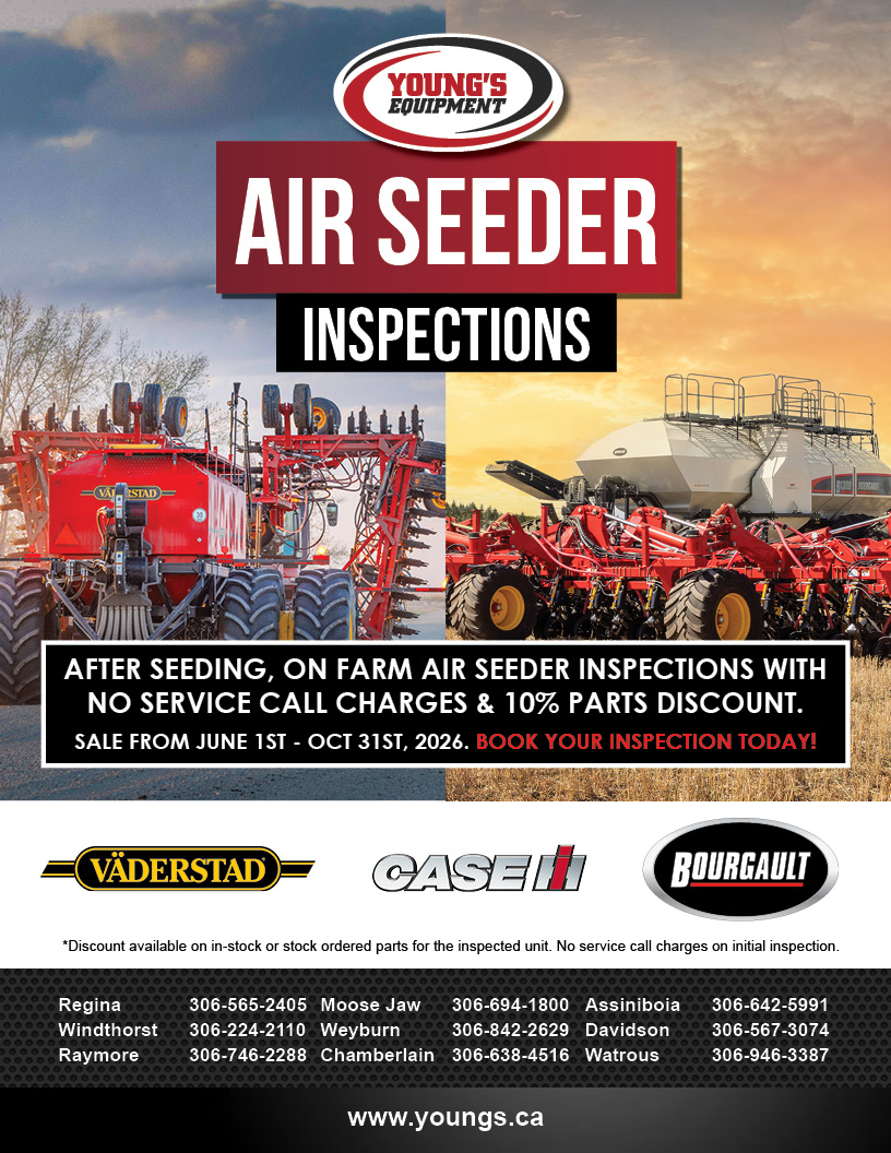 youngsequipment's tweet photo. Don't put off your Air Seeder repairs!  Plan to take care of those worn out parts now. Save 10% on all in-stock and stock-ordered Air Seeder parts June 1st-October 31st, 2026. That'll keep $$$ in your pocket and you'll be ready to go at the drop of a hat next year! https://t.co/iDf3cPJ15o