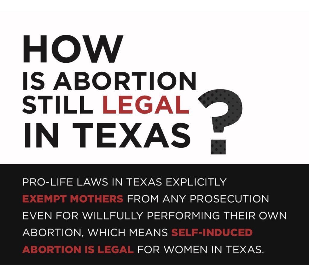 AbolitionistFAA's tweet photo. But abortion is not “illegal” in Texas.

Pro-Life laws supported by @TXAlliance4Life keep abortion explicitly legal for women. https://t.co/qlEokhqmPP