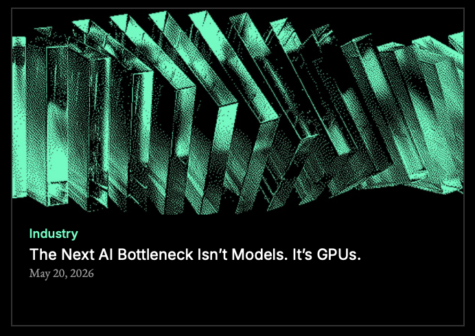 rendernetwork's tweet photo. The next AI bottleneck isn't models. It's GPUs. We wrote about it at https://t.co/5S9Cpz2JyV. https://t.co/Ql3FI16Ptl