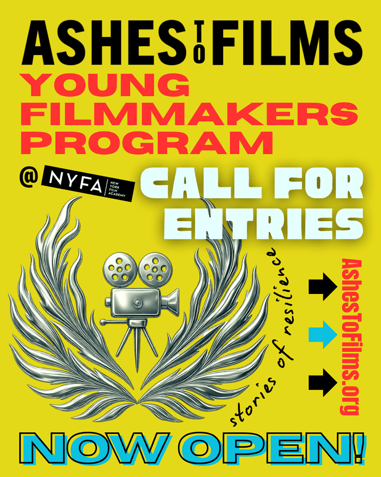 NYFA's tweet photo. 🎬 Applications are now OPEN! 
Ashes To Films provides free filmmaking workshops to help teen filmmakers create their films, in partnership with NYFA. 🎥
For teens ages 14–18, impacted by the 2025 LA Wildfires.
https://t.co/n5w6v6uUpI
#CreativeRecovery #AshesToFilms #NYFA https://t.co/0HBGUWivRv
