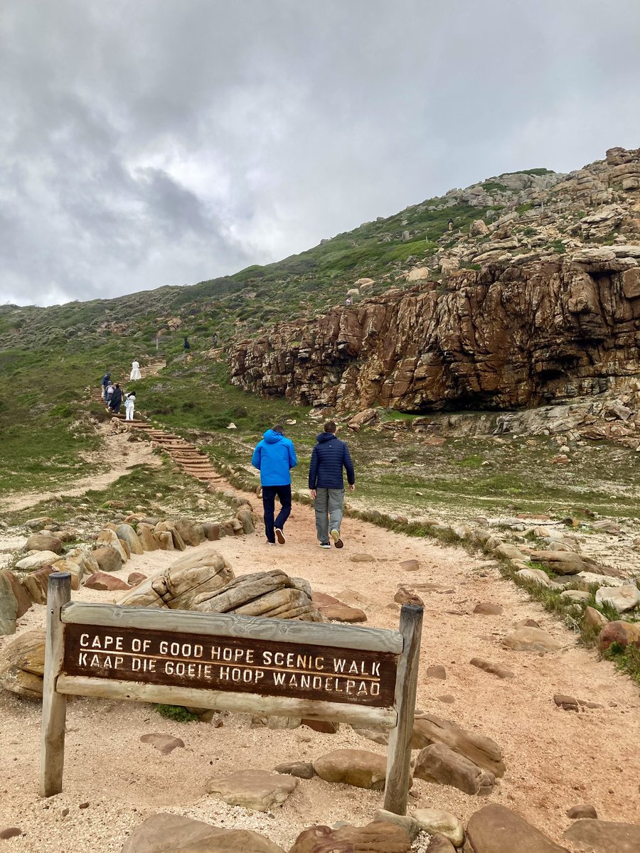 Profbluejay's tweet photo. Hiked Cape of Good Hope (a place I would just read about especially in world geography in high school) despite the extremely windy weather. And then it poured when we got up there!😲 Definitely one for the books!💪🙌❤️ https://t.co/L26CEPTvr4