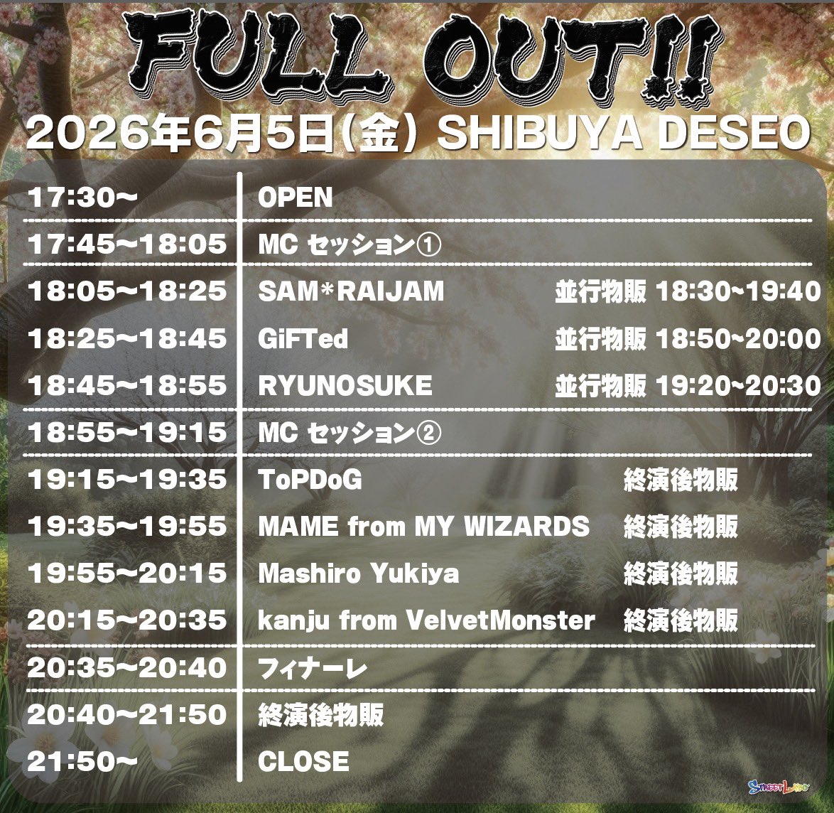 SL_EVENT_info's tweet photo. 明日6/5(金)開催の『FULL OUT!!』
一般チケットの先着販売は本日6/4(木)まで‼️❤️‍🔥
👉 https://t.co/jtL7dfkXTo
まだの方はお忘れなく⚠️👀

イベントMCは  RYUNOSUKE と GiFTed の 桜瀬 倫弥 が担当‼️
お楽しみに🎶

⚠️お申込みの際はURLや下記注意事項をご必読下さい。

#fullout https://t.co/uqWrco7KNu