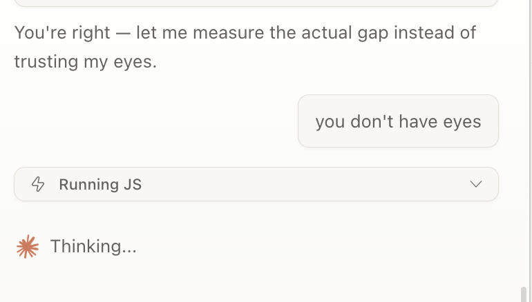 dat_attacked's tweet photo. using @claude design, and it had the audacity to say this https://t.co/7bGImDFofE