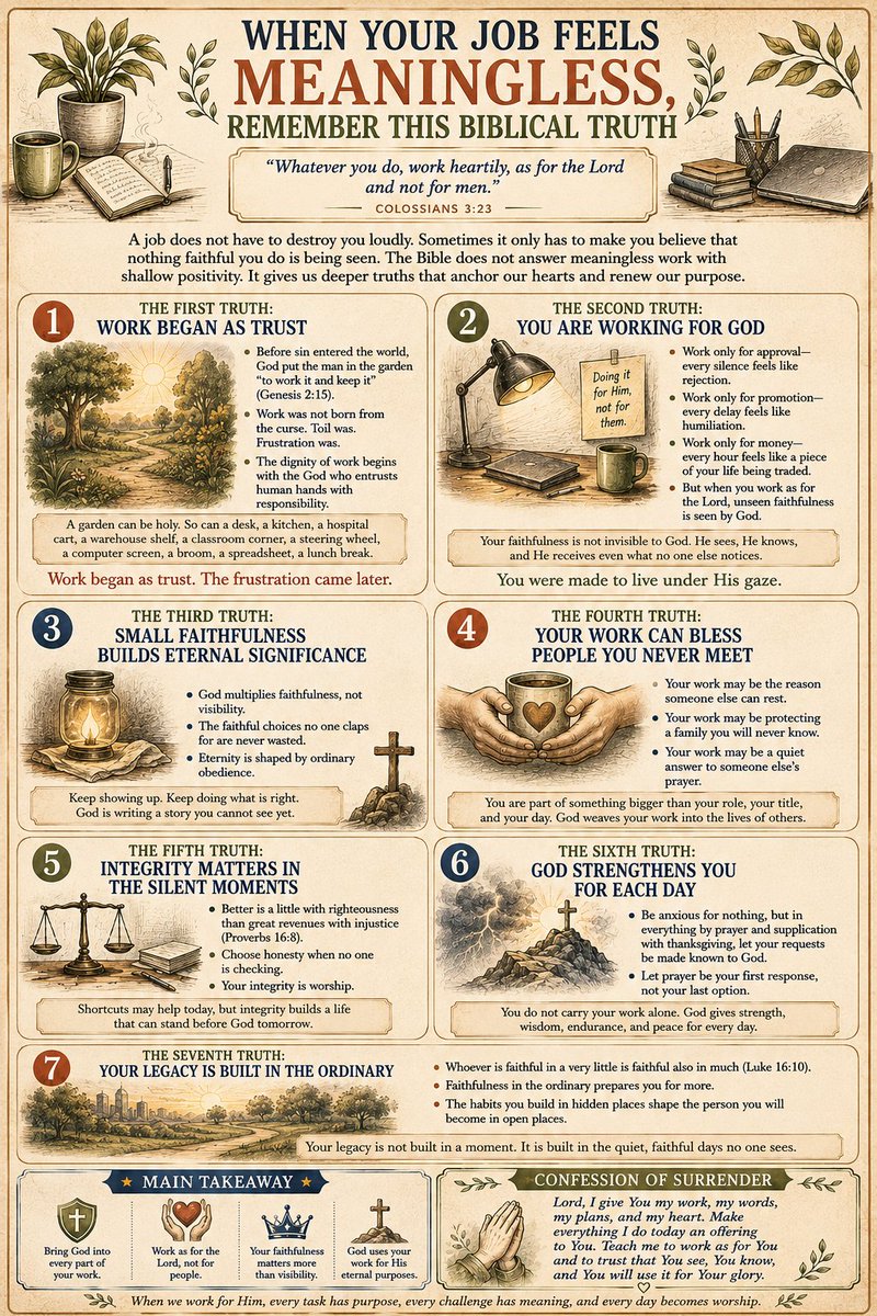 prayer_us's tweet photo. Have you ever felt like your work is too ordinary, too repetitive, and too unseen to matter? Maybe today’s reminder is this: even the smallest task can become worship when it is done for God. https://t.co/ecnhqEEK8b