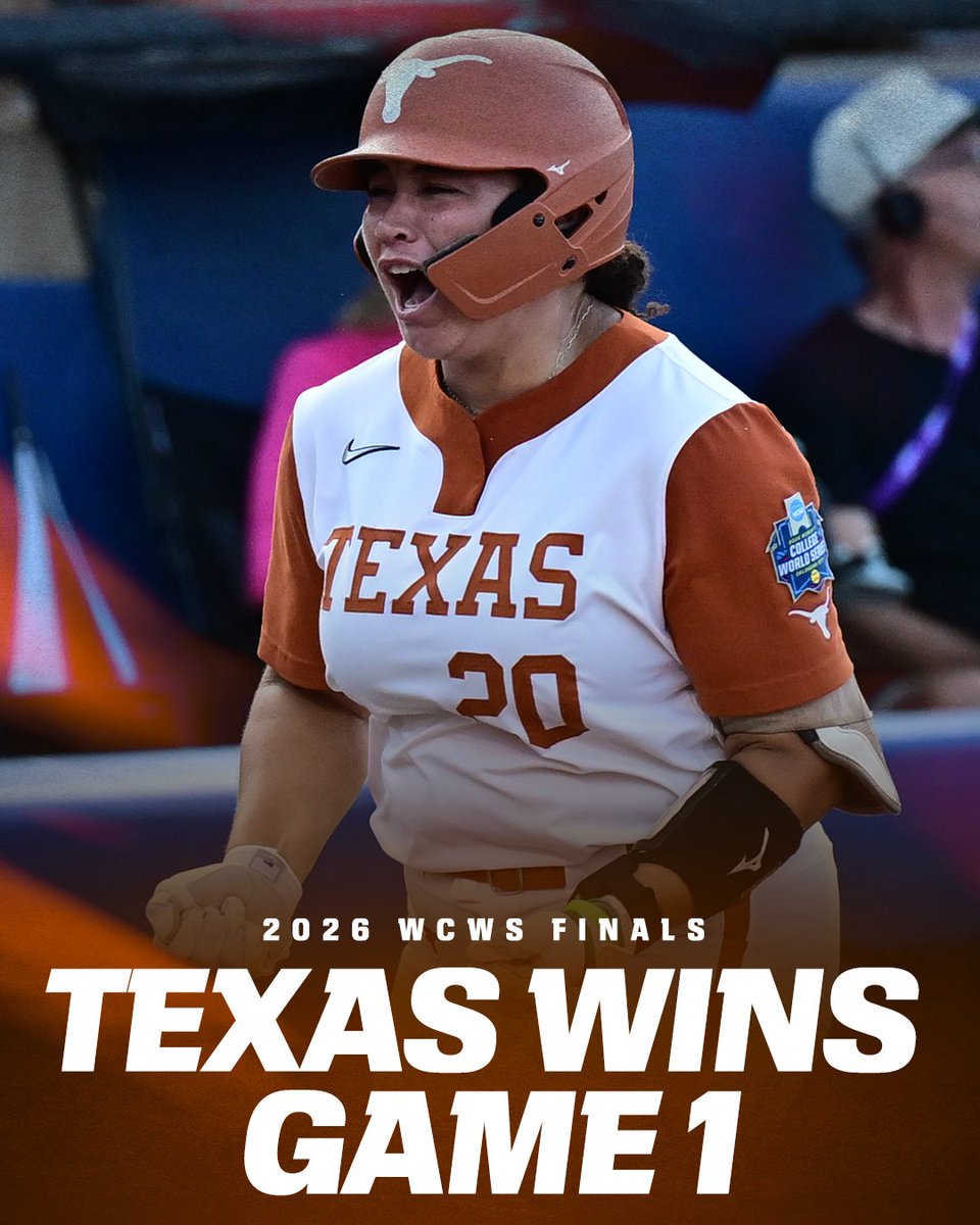 SECNetwork's tweet photo. ONE WIN AWAY 🤘

@TexasSoftball takes Game 1 of the WCWS Finals 😤 https://t.co/PgkJR2NJ1l