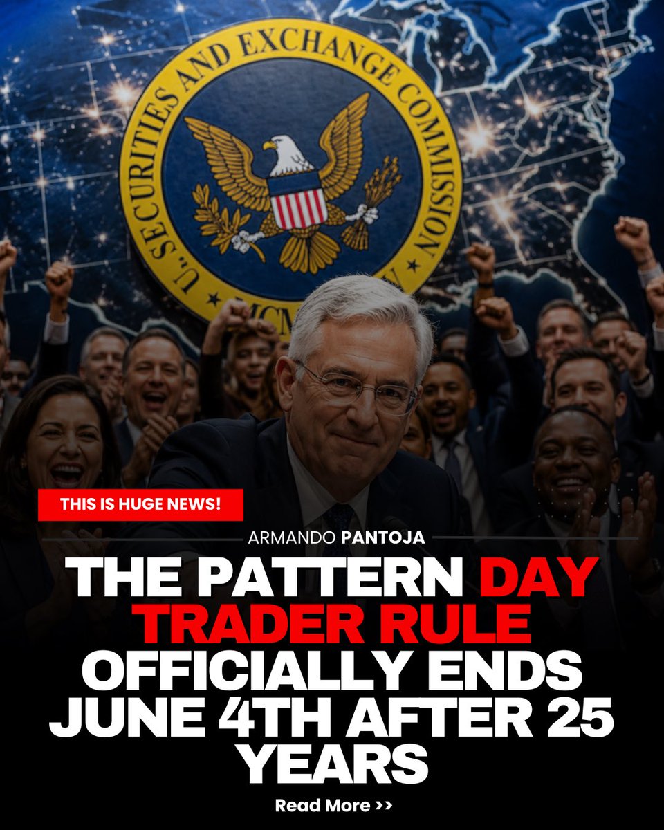 _TallGuyTycoon's tweet photo. 🚨BREAKING: Starting tomorrow, retail traders are no longer trapped by the old Pattern Day Trader rule.

After 25+ years, the $25,000 PDT barrier is being removed.

That means the old “4 day trades in 5 days” restriction is gone, and traders can trade far more freely with accounts under $25K.

This is a massive shift for retail.