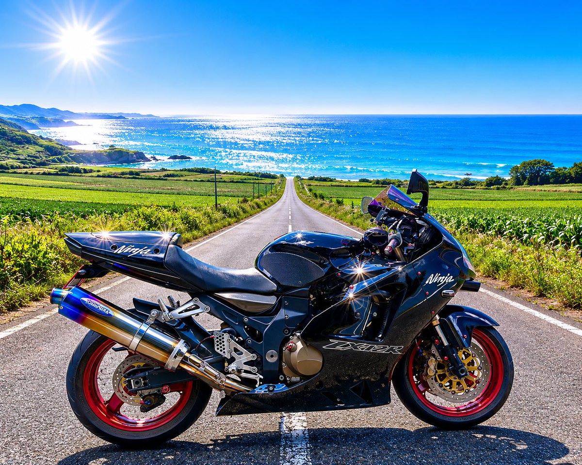 びいいい 寝る前にヒマだからAIで作ってみたよ😊 いかがなものか…🤔 #ZX12R
