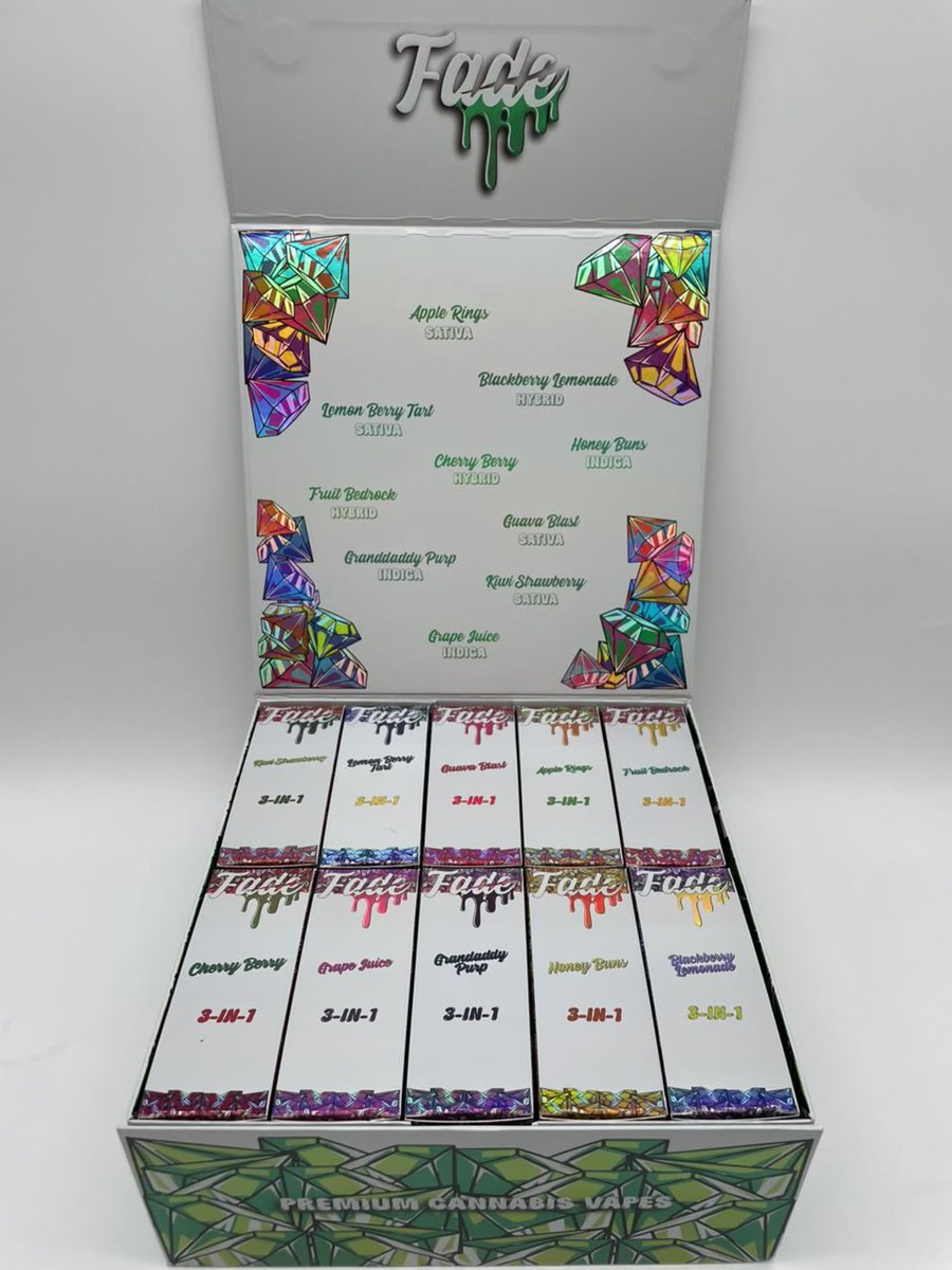 TherealplugLS's tweet photo. ⬆️ FADE V3 latest edition 3 in 1
2g dispo + gummy + pre roll https://t.co/AnOdePlpUC