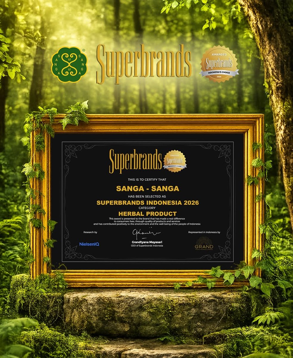 sanga2official's tweet photo. 🏆 Bangga. Bersyukur. Dan semakin semangat melangkah lebih besar. ✨

Sanga Sanga, transformasi dari Kutus Kutus asli racikan Babe Bambang Pranoto, resmi meraih predikat **Superbrands Indonesia 2026** kategori **Produk Herbal**.

Penghargaan ini menjadi bukti kepercayaan masyarakat terhadap kualitas, manfaat, dan komitmen kami dalam menghadirkan produk herbal terbaik untuk keluarga Indonesia. 🌿

Terima kasih kepada seluruh pelanggan, mitra, dan keluarga besar Sanga Sanga yang telah menjadi bagian dari perjalanan luar biasa ini.

Bersama, kita terus menyebarkan manfaat dan menjaga warisan herbal Nusantara. 💚

#SangaSanga #Superbrands2026 #ProdukHerbal