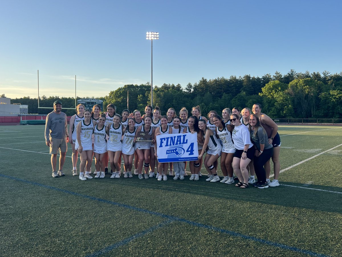 NashobaFH's tweet photo. Congrats to the Girls Lacrosse team for advancing to the Final Four!! Also, a shout out to NFH”s Sydney Balewicz on scoring her 100th career point 👏 https://t.co/utgAb38Oaq