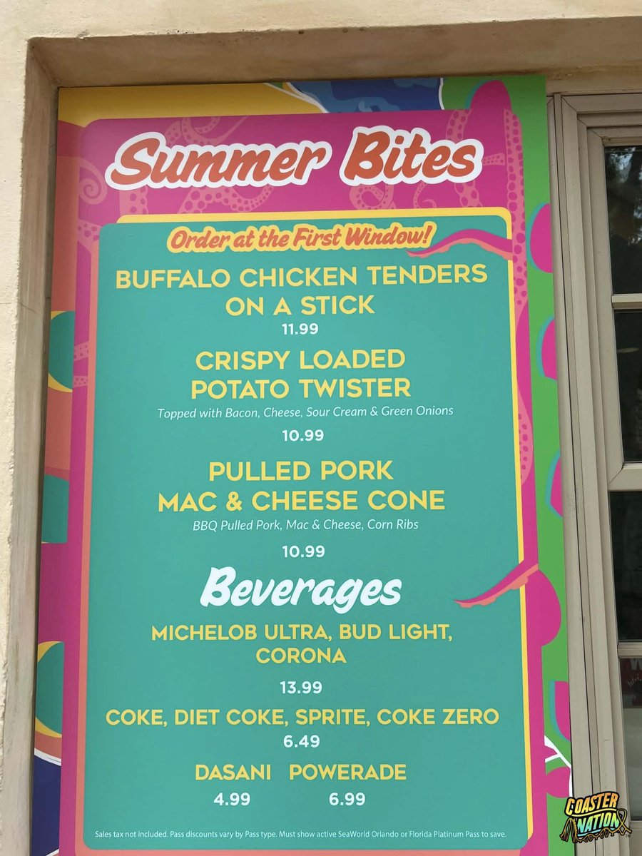 Coaster_Nation's tweet photo. Sneak Peek of the food and beverages available during SeaWorld Orlando’s Electric Ocean event. Kicks off June 12. https://t.co/GUXmCla84H