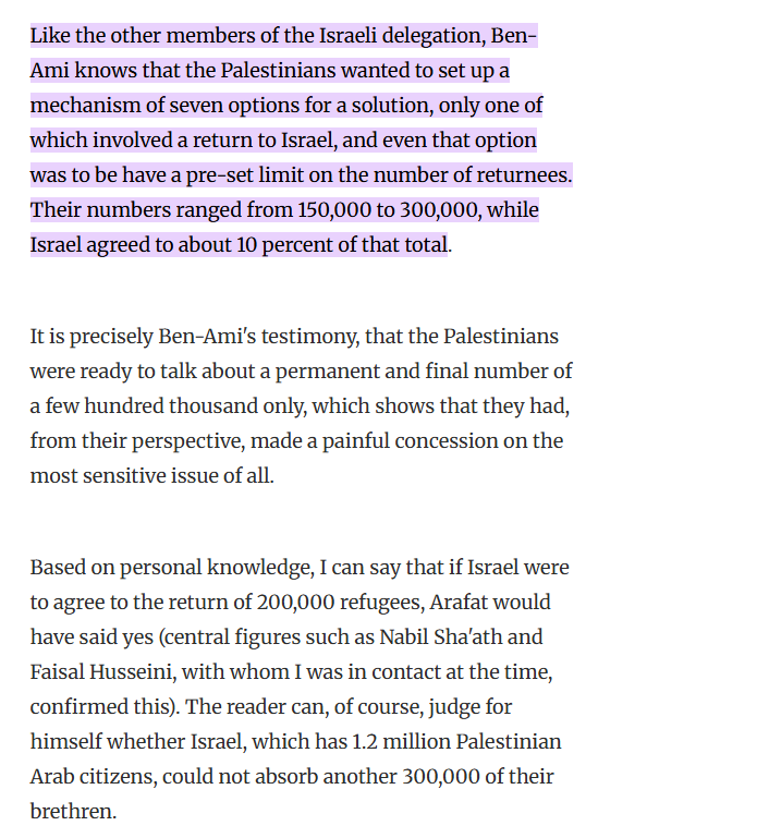 Lucilfer221's tweet photo. @TNG512 @elephant_ben I haven't seen anyone cite or mention this. Really weird. I only saw it cited in 1 paper and even then it got misrepresented. Take it with a grain of salt. But an Israeli account who worked on Jerusalem file during Camp David says Pal side offered 100~300k
https://t.co/Qq0OcUxuu7 https://t.co/aNX4kdOm0o