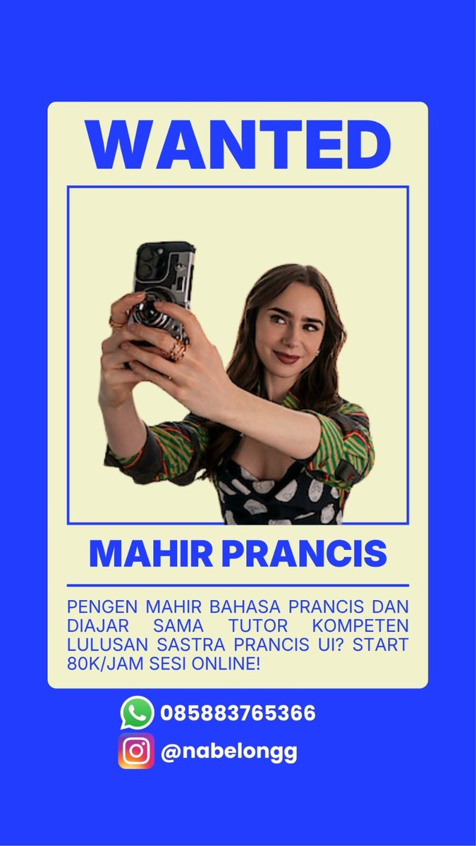 Nabelongg's tweet photo. Kesempatan untuk curi start duluan selalu ada, apalagi les online Bahasa Prancis 😁
Cus daftar kelas bersama tutor yang bersertifikat DELF #wts #lesprancis #lesprancisonline #kelasprancisonline #belajarprancis #kelasbahasa https://t.co/EFaK3mwyxY