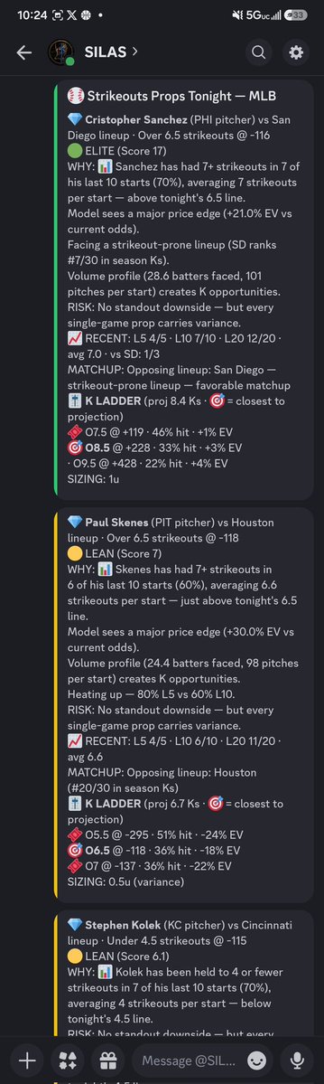 AK_11111991's tweet photo. Between @SilasSignals and @cryptics and the community in the VC in Discord, so many reads and knowledge is being relayed that you get great props to parlay. Best part its backed by fucking data. Keep sleeping and watch the community keep posting the wins 💪🏽 #SILASFTW https://t.co/NiaIGCZuIi