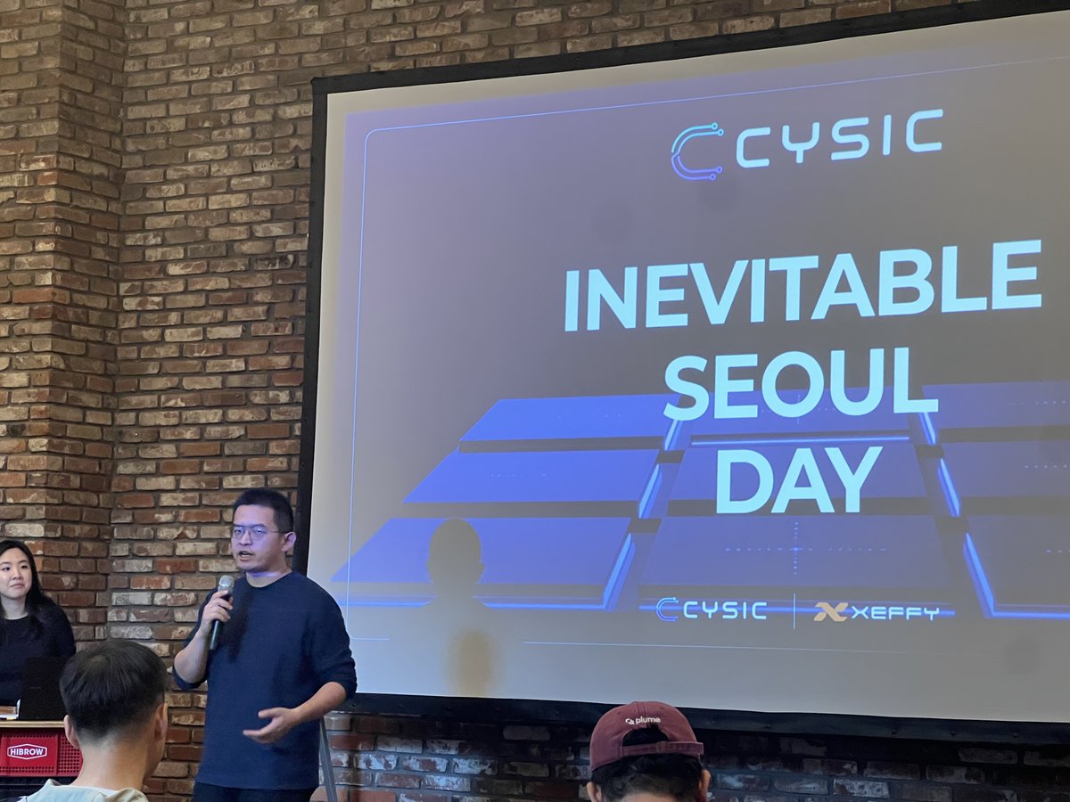 havfunfun's tweet photo. 오랜만에 열린 사이식 @cysic_xyz  밋업, Cysic 'Inevitable Seoul Day' 에 참가했습니다. @leofanxiong 는 벌써 3번째 보네요.

오늘 발표의 핵심은  흩어진 컴퓨트 자원을 하나의 온체인 경제로 묶어내는 Cysic의 ComputeFi에 대한 비전이었습니다.

(오늘은 @Xeffy_io 와 함께한 자리였습니다.) https://t.co/kZ2OoVo2fe