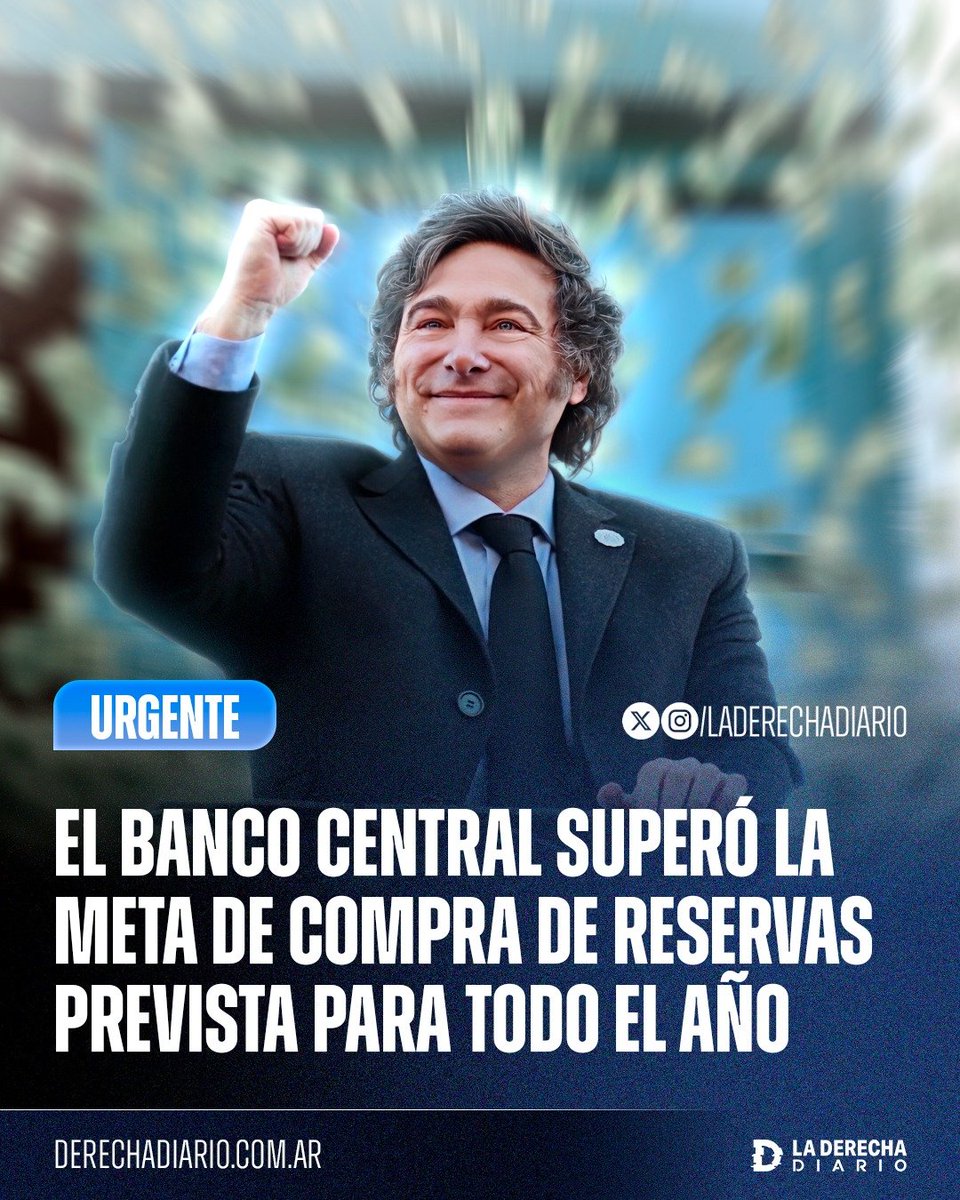 FeinmannFan's tweet photo. 🚀 EFECTO MILEI 🔥

🏛️ El Banco Central SUPERÓ la meta de compra de RESERVAS prevista PARA TODO EL AÑO, tras alcanzar la suma de 10.000 millones de dólares en 100 jornadas consecutivas de adquisiciones‼️

¿Qué te parece?

1- EXCELENTE ✅ 
2- NO BANCO ❌ https://t.co/5vTVEG94dK