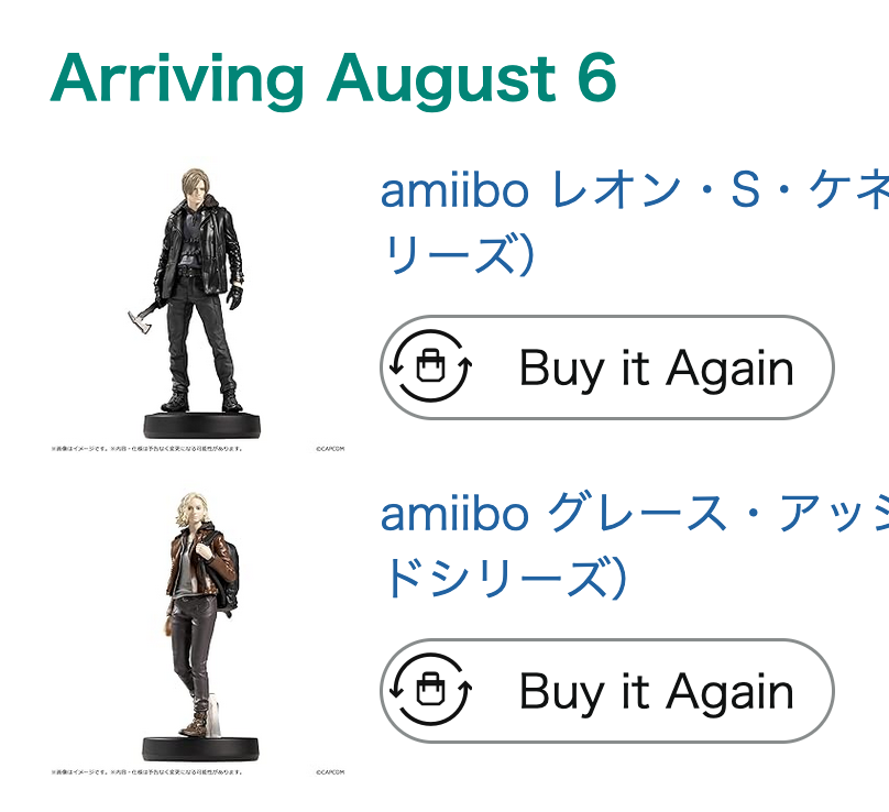 amiiboAlerts's tweet photo. Resident Evil Requiem amiibo Leon S. Kennedy and Grace Ashcroft pre-orders have sold out at GameStop: https://t.co/6hhi8ddHK2

My order from Amazon Japan says arriving August 6! Still available and ships to the USA: https://t.co/CMhRJ8Wits #ad

Grace is  $19.71
Leon is $17.92 https://t.co/04vfqm06Gp