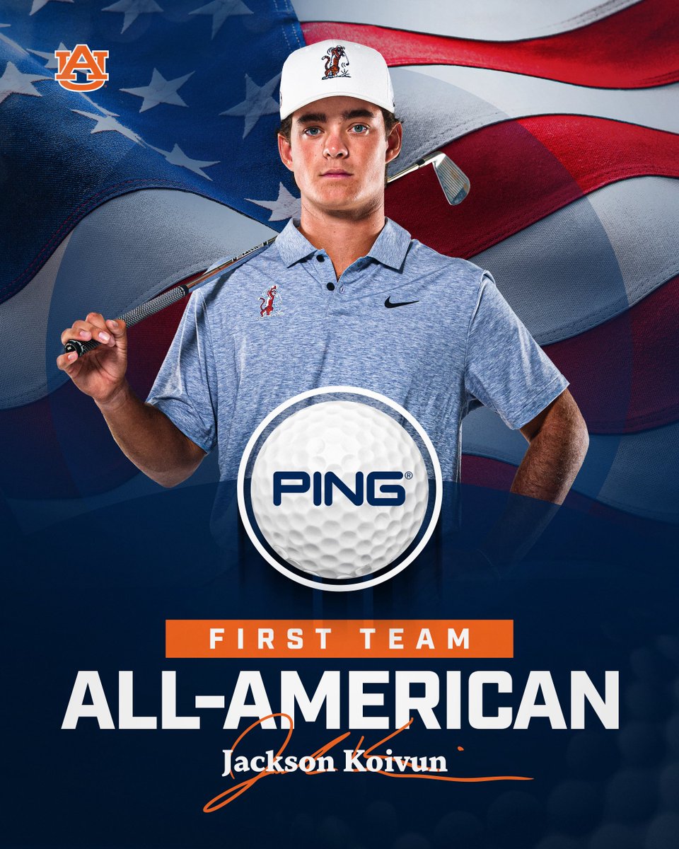 AuburnMGolf's tweet photo. Officially a three-time First Team All-American 🇺🇸 https://t.co/fwuDP2bAN8