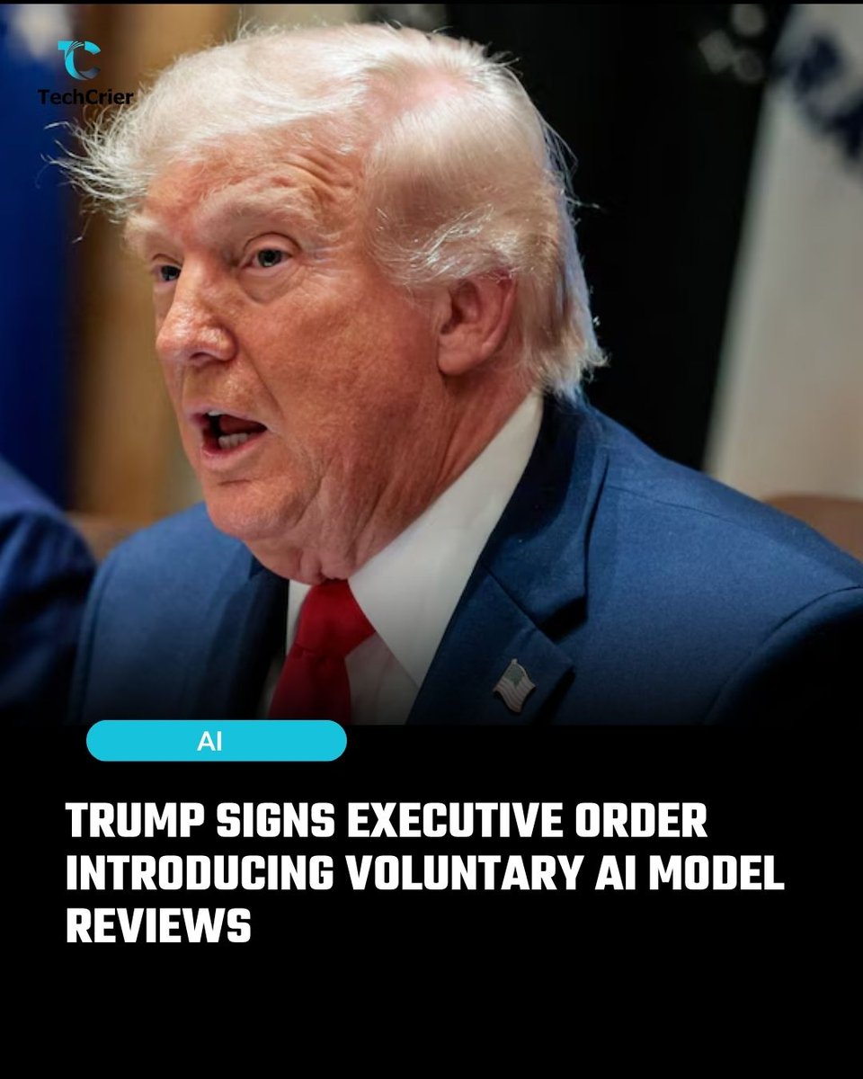 techcrier's tweet photo. The US has introduced a voluntary review process for advanced AI models before release.

The decision marks a significant shift in the government's approach to AI oversight.

Read more on Techcrier: 
https://t.co/LGdbzucN2W

#Techcrier #Ai https://t.co/MWeQqwK0W8
